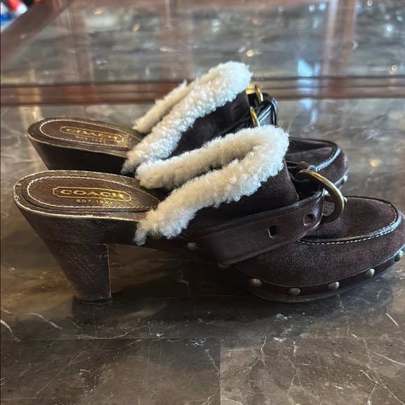 Coach Brown and White Cozy Mules - Picture 5 of 6